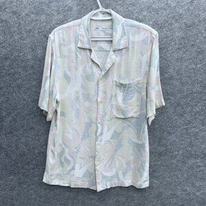 ZARA Men's Abstract Print Button-Down Shirt Short Sleeve, Size M Designer Preppy
